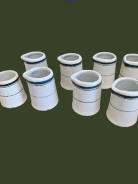 8 Vintage Small Restaurant China Individual Creamer with Green Bands